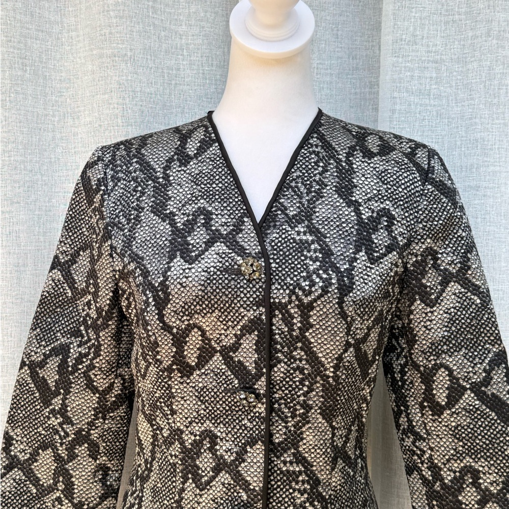 1990 Python Snake Skin Silk Quilted Rhinestone Bu… - image 2
